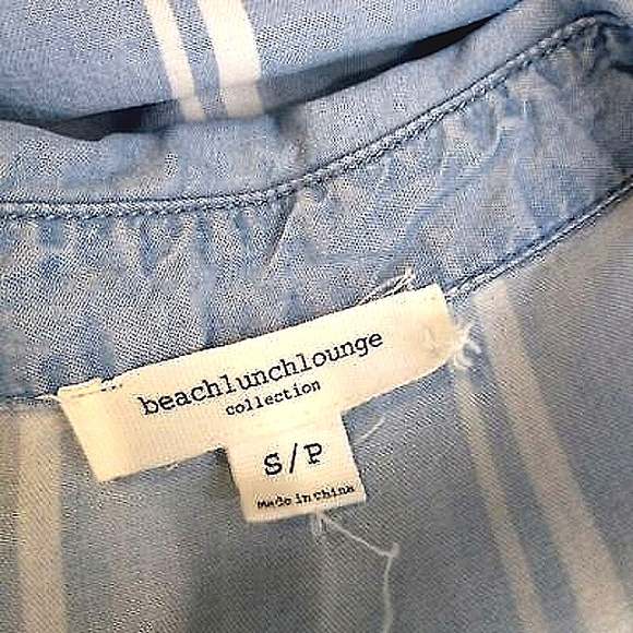 ANTHROPOLOGIE BeachLunchLounge Stripe Ombre Sleeveless Chambray Peplum Top EUC - Picture 8 of 9